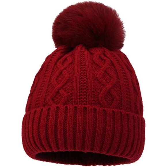 Women's Grey Warm Fleece Lined Knit Cuff Thermal Winter Hat with Fashion Forward - Picture 4 of 7